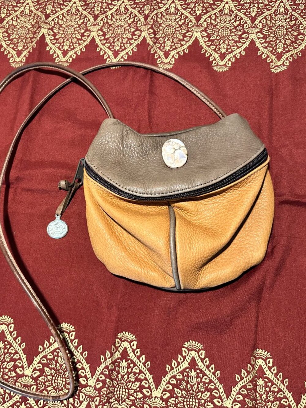 Vintage ERDA Maine USA Brown Leather Deerskin Crossbody Shoulder Bag Handmade